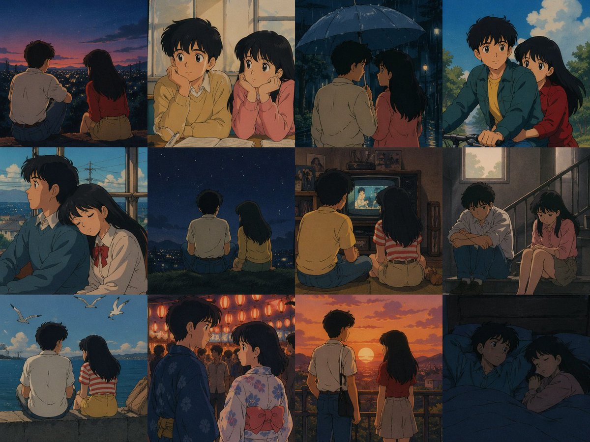 80 年代动画风格记忆网格 / 80's Anime Style Memory Grid，角色设计，插画、角色、二次元，案例输出图 1