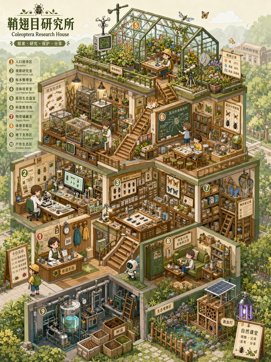 等轴测微观世界剖面档案 / Isometric Micro-World Cross-Section Archive，角色设计，海报、插画、角色，案例输出图 1