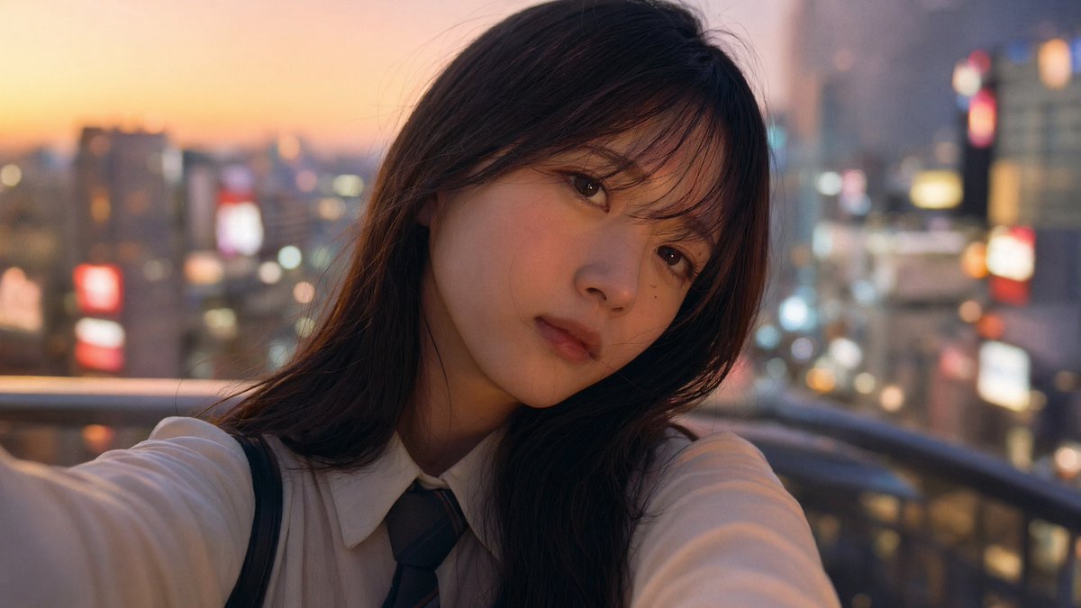 情绪化的日本学生自拍 / Emotional Japanese Student Selfie，人像与摄影，人像、城市视觉、人像与摄影，案例输出图 1