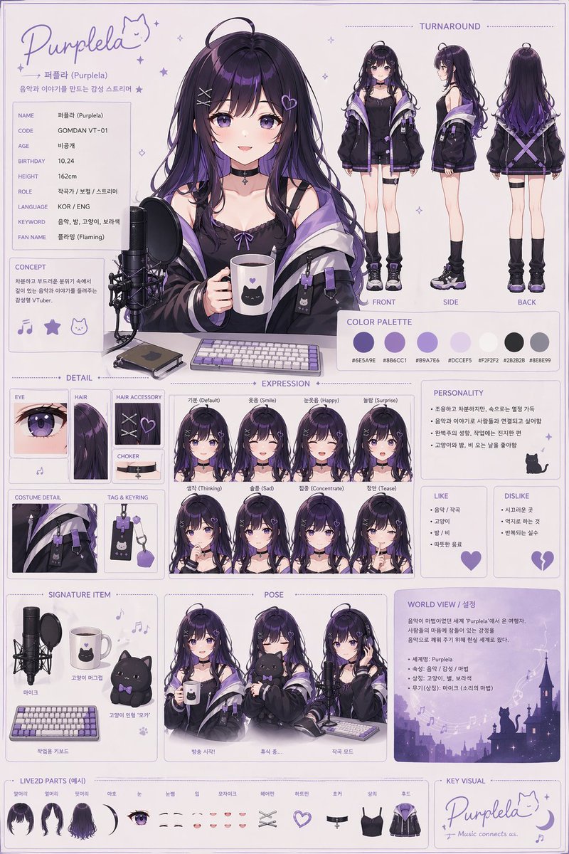 个性化 VTuber 虚拟形象提示词 / Personalized VTuber Avatar Prompt，角色设计，人像、角色、角色设计，案例输出图 2