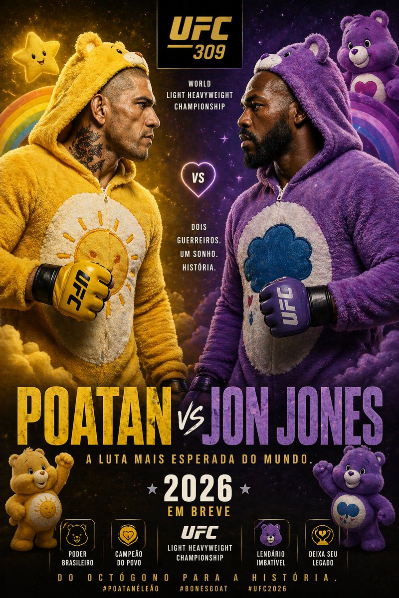 Jon Jones 对决 Poatan（爱心熊风格） / Jon Jones vs Poatan Care Bears Style，模型对比与社区，对比实验、模型对比与社区，案例输出图 1
