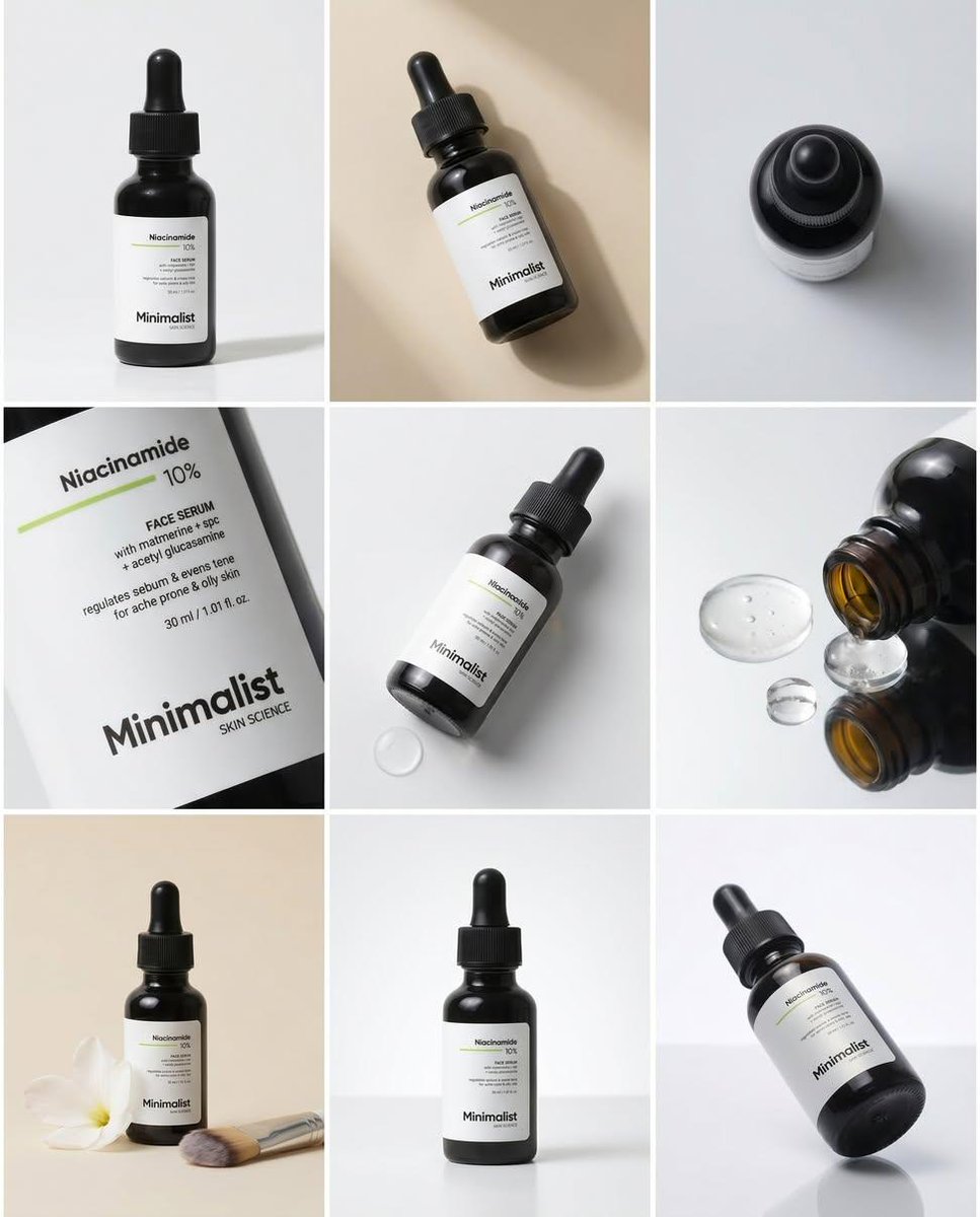 极简主义精华液产品拼图 / Minimalist Serum Product Collage，人像与摄影，人像、时尚、角色，案例输出图 1