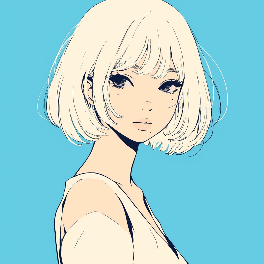 极简动漫少女侧颜 / Minimalist Anime Girl Side Profile，角色设计，人像、时尚、插画，案例输出图 1