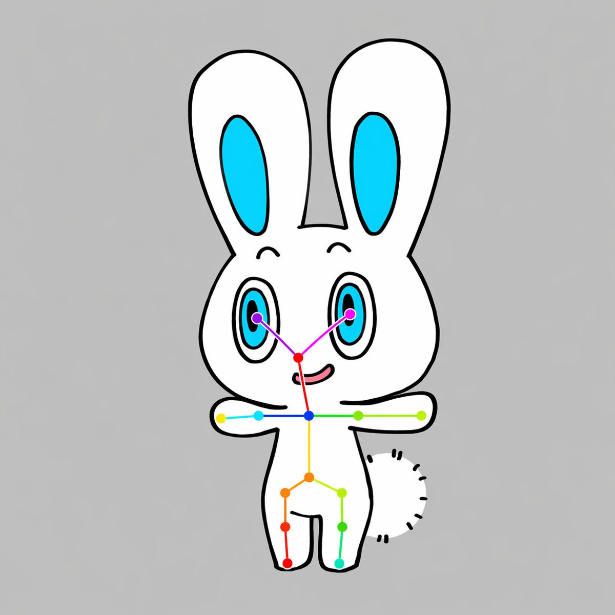 Q 版兔子 OpenPose 图示 / Chibi Rabbit OpenPose Diagram，角色设计，插画、角色、二次元，案例输出图 1