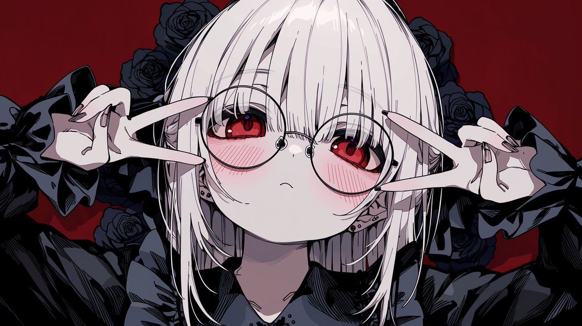 哥特风动漫少女与黑玫瑰 / Gothic Anime Girl with Black Roses，角色设计，人像、插画、角色，案例输出图 2