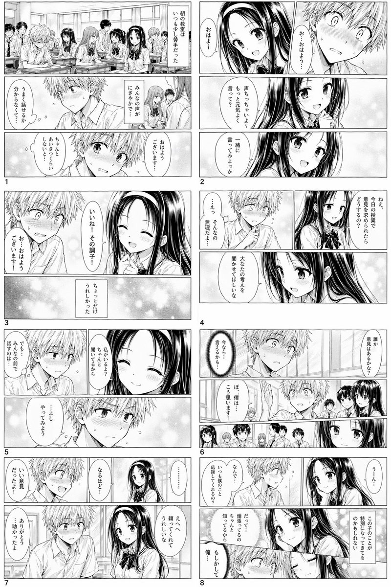 浪漫校园漫画页面 / Romantic School Manga Page，角色设计，插画、角色、二次元，案例输出图 2
