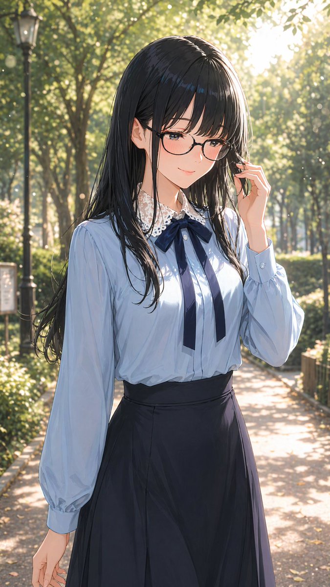 戴眼镜的温柔女性肖像 / Portrait of a Gentle Woman with Glasses，角色设计，人像、角色、角色设计，案例输出图 1