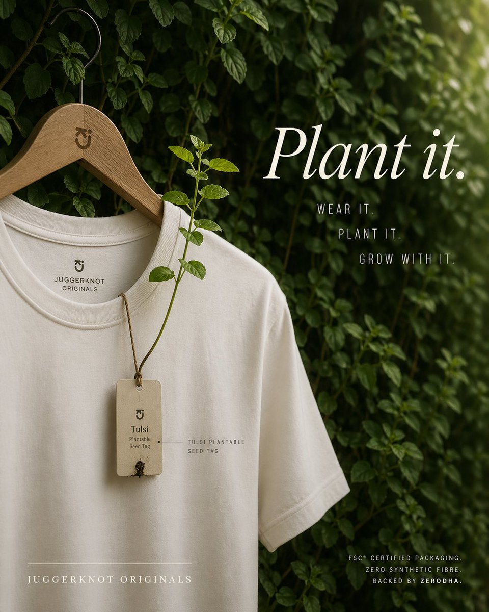 可持续 T 恤可种植吊牌广告 / Sustainable T-Shirt Plantable Tag Ad，人像与摄影，人像、时尚、海报，案例输出图 1
