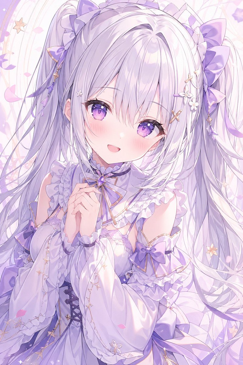 淡紫色系动漫少女肖像 / Pastel Lavender Anime Girl Portrait，角色设计，人像、角色、二次元，案例输出图 1