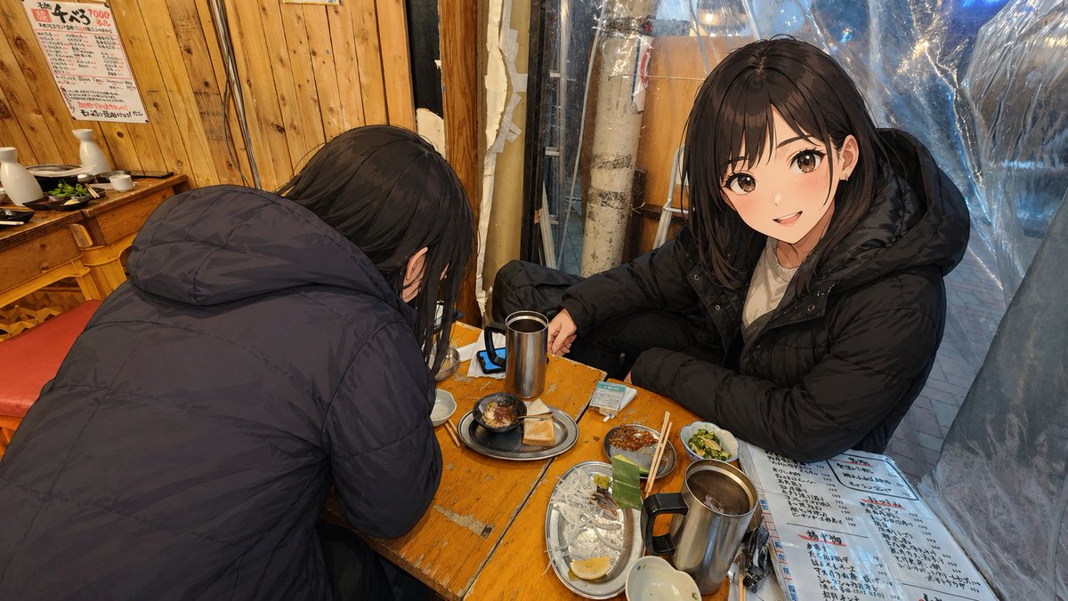 置身于真实居酒屋的动漫角色照片 / Anime Characters in Real Izakaya Photo，角色设计，海报、角色、二次元，案例输出图 1