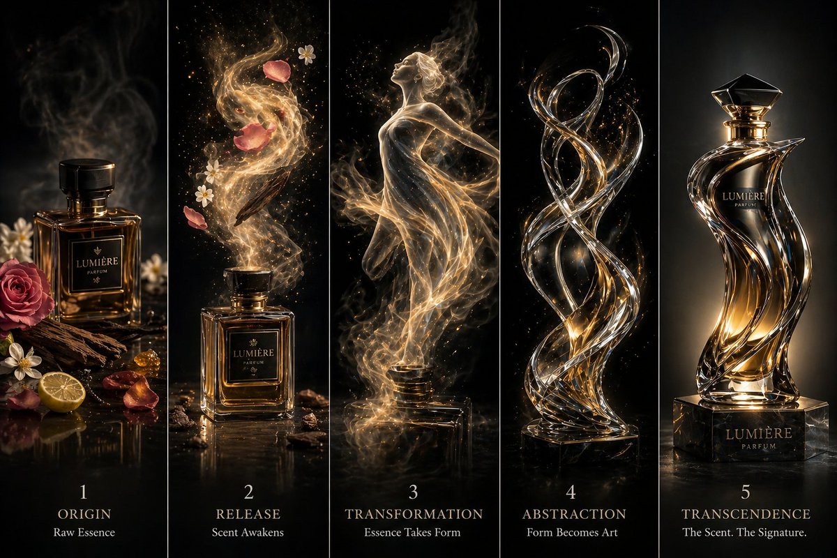 奢华香水蜕变艺术 / Luxury Perfume Transformation Art，角色设计，电影感、插画、角色，案例输出图 1