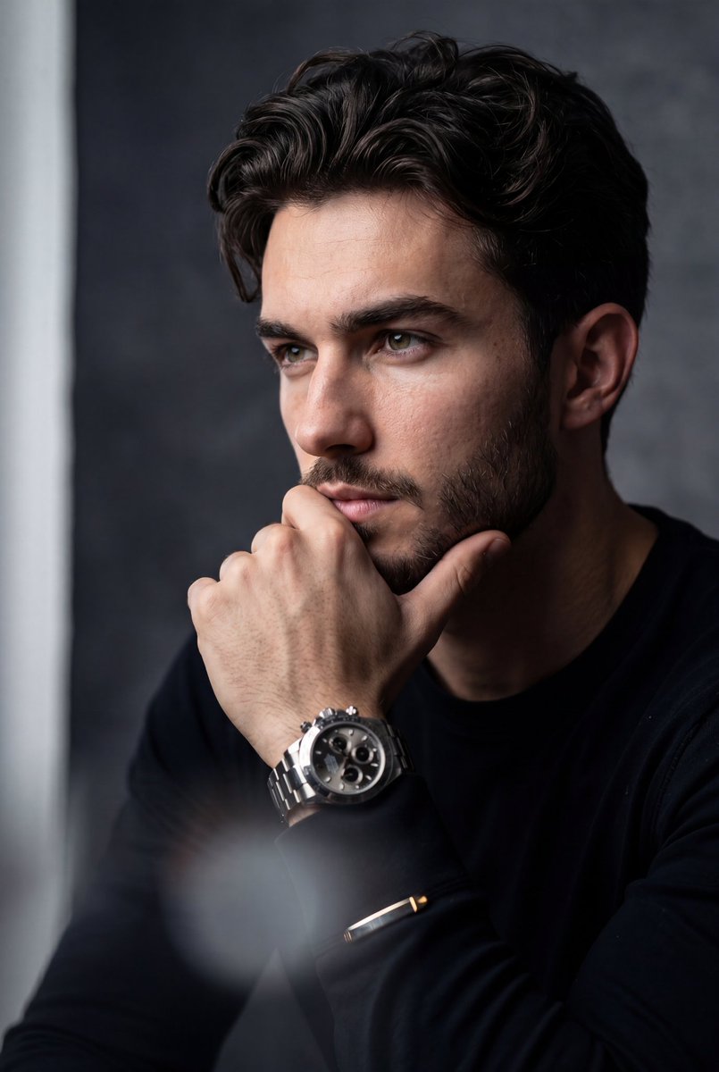 超写实斯多葛风格肖像 / Hyper-Realistic Stoic Portrait，人像与摄影，人像、电影感、极简，案例输出图 1