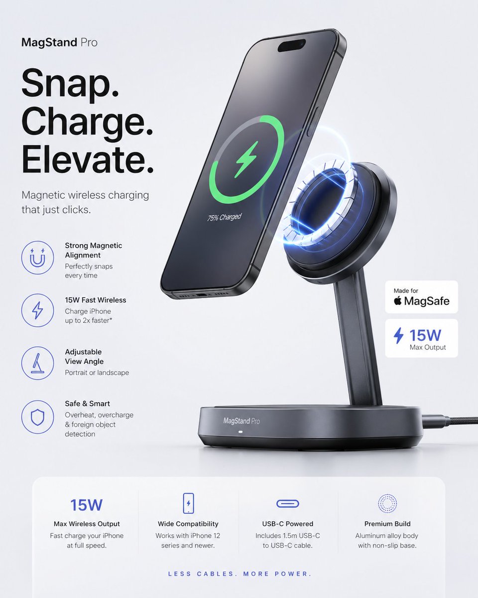 极简科技配件广告 / Minimalist Tech Accessory Advertisement，海报与插画，海报、插画、极简，案例输出图 1