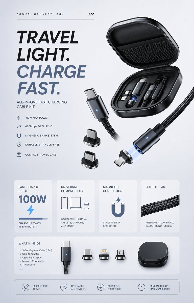 极简科技配件广告 / Minimalist Tech Accessory Advertisement，海报与插画，海报、插画、极简，案例输出图 4