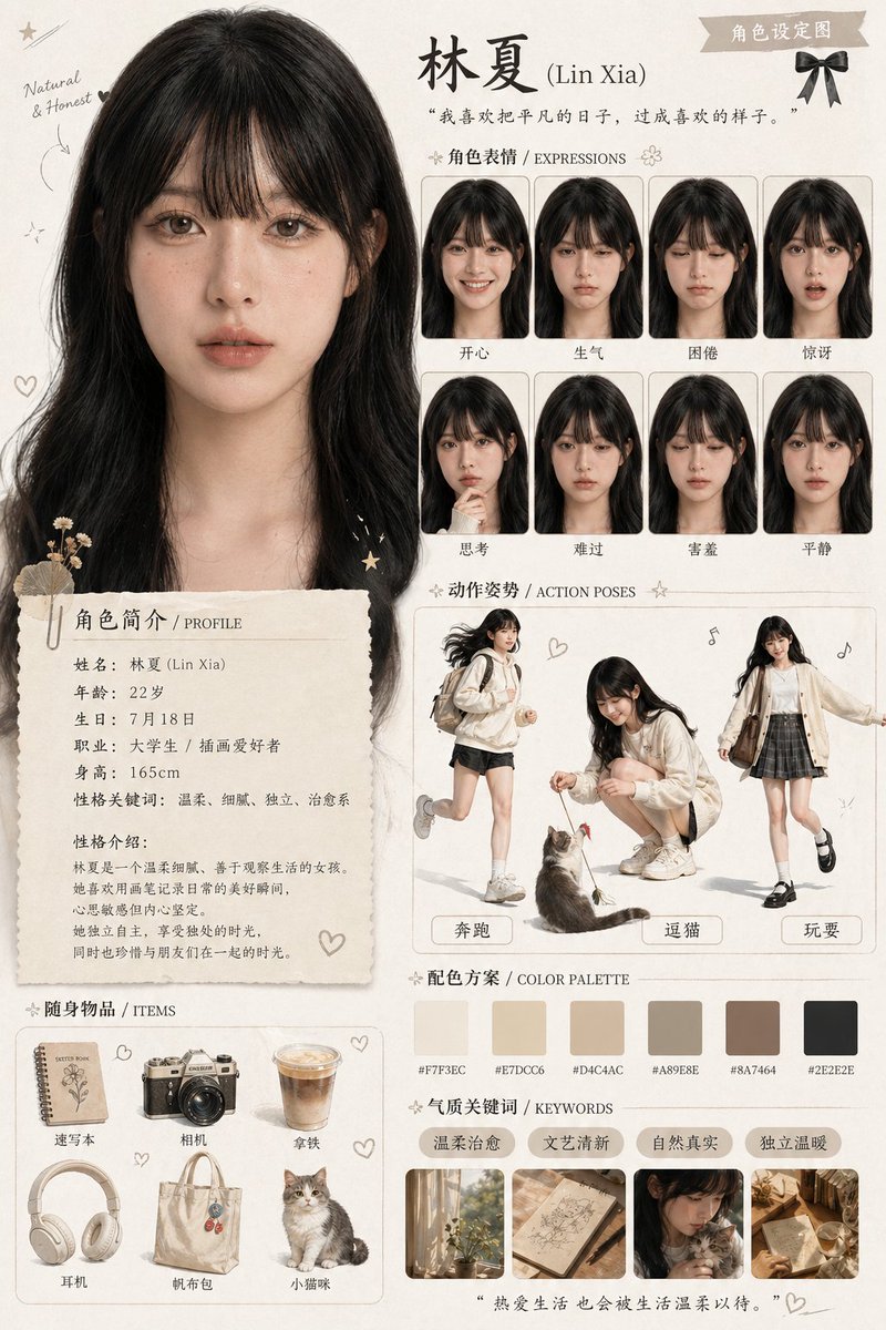 角色资产设计卡 / Character Asset Design Card，角色设计，人像、海报、插画，案例输出图 1