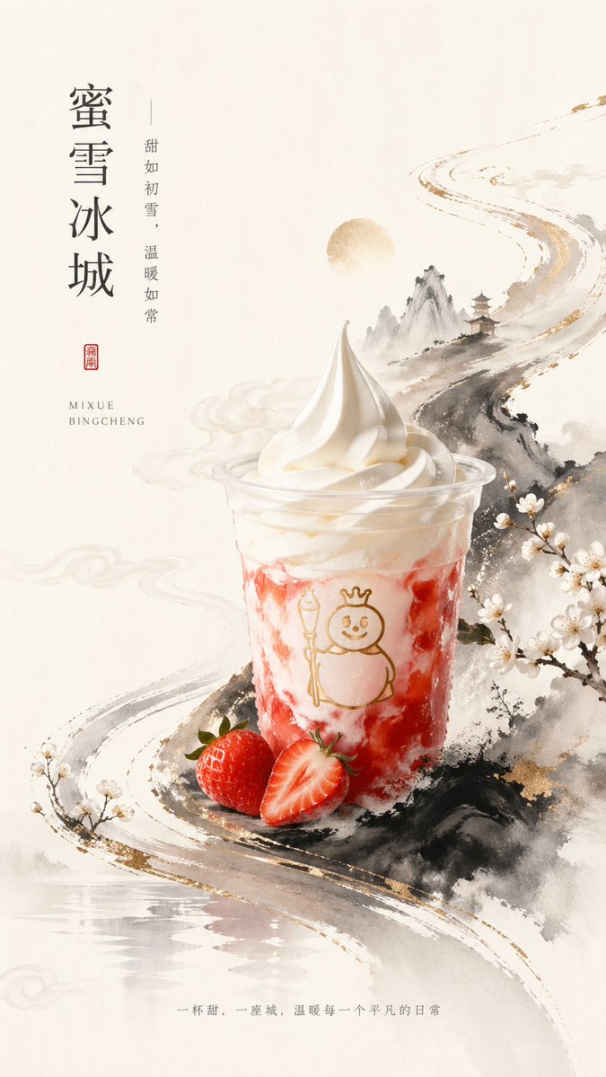 新中式冰淇淋饮品海报 / New Chinese Style Ice Cream Drink Poster，角色设计，海报、插画、角色，案例输出图 1