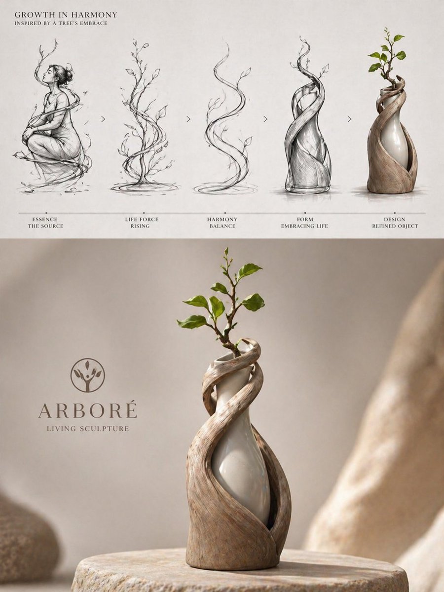 奢华亲生物花瓶概念海报 / Luxury Biophilic Vase Concept Poster，人像与摄影，人像、时尚、海报，案例输出图 1