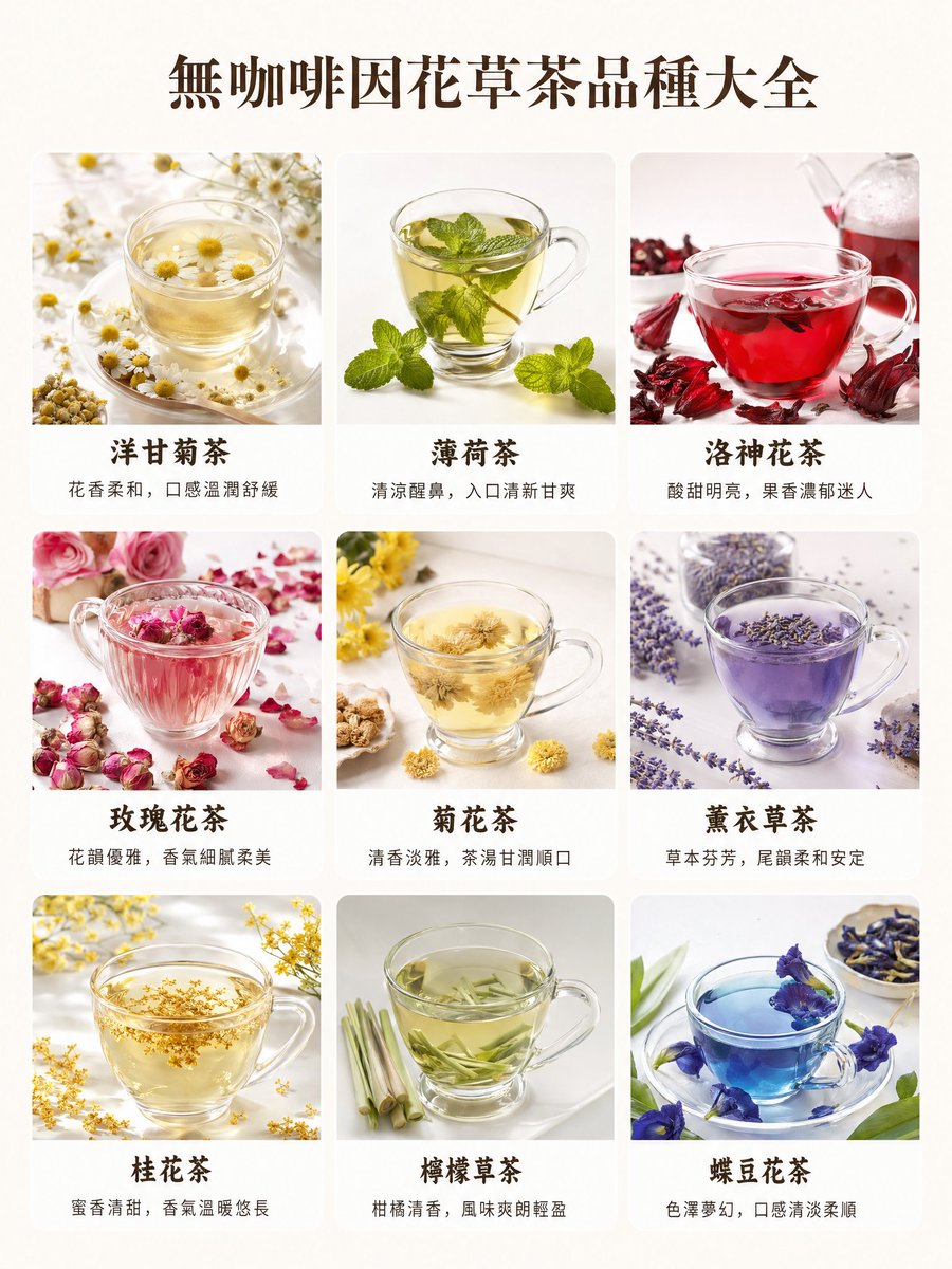 无咖啡因花草茶图鉴 / Caffeine-Free Herbal Tea Chart，人像与摄影，人像、时尚、海报，案例输出图 1