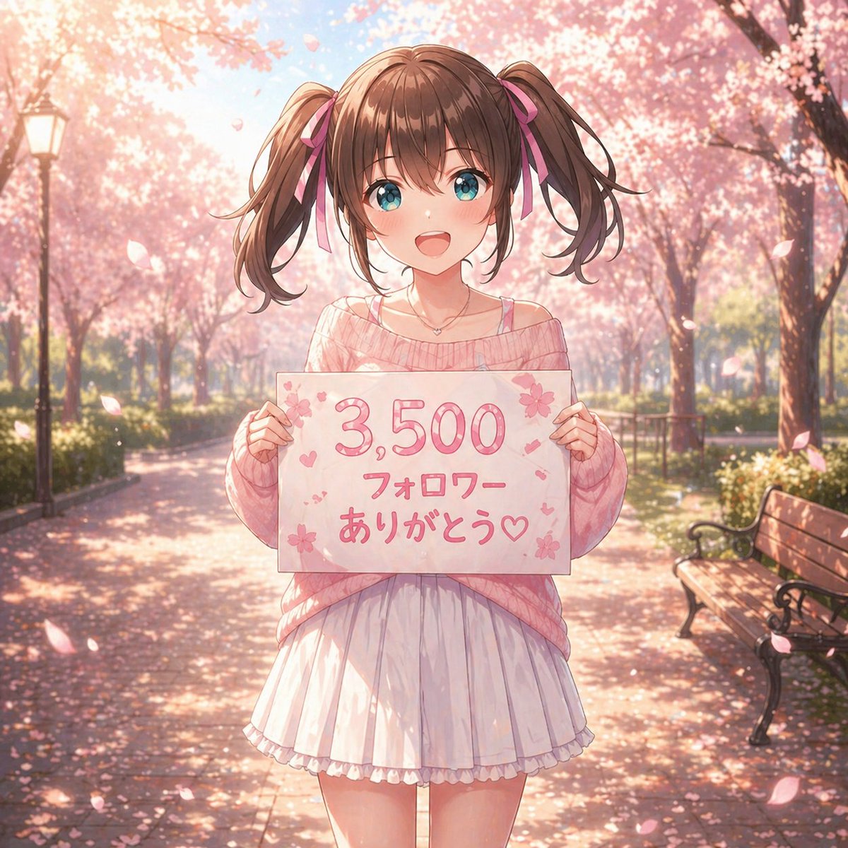 樱花动漫风感谢肖像 / Anime Sakura Thank-You Portrait，角色设计，人像、插画、角色，案例输出图 1