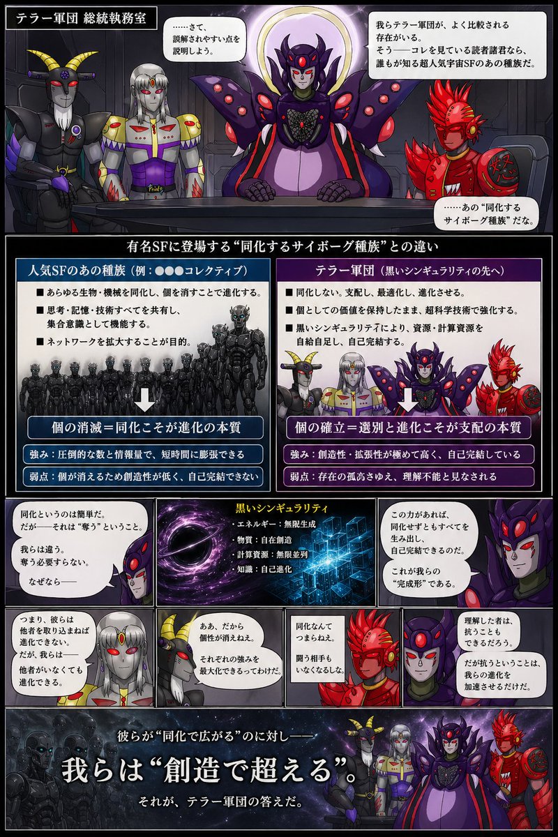 哥特式科幻反派会议漫画页 / Gothic Sci-Fi Villain Meeting Manga Page，角色设计，电影感、插画、截图，案例输出图 2