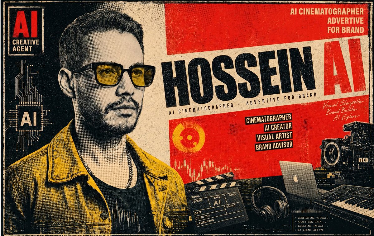 复古 AI 创意品牌海报 / Retro AI Creative Brand Poster，角色设计，35mm、人像、电影感，案例输出图 1