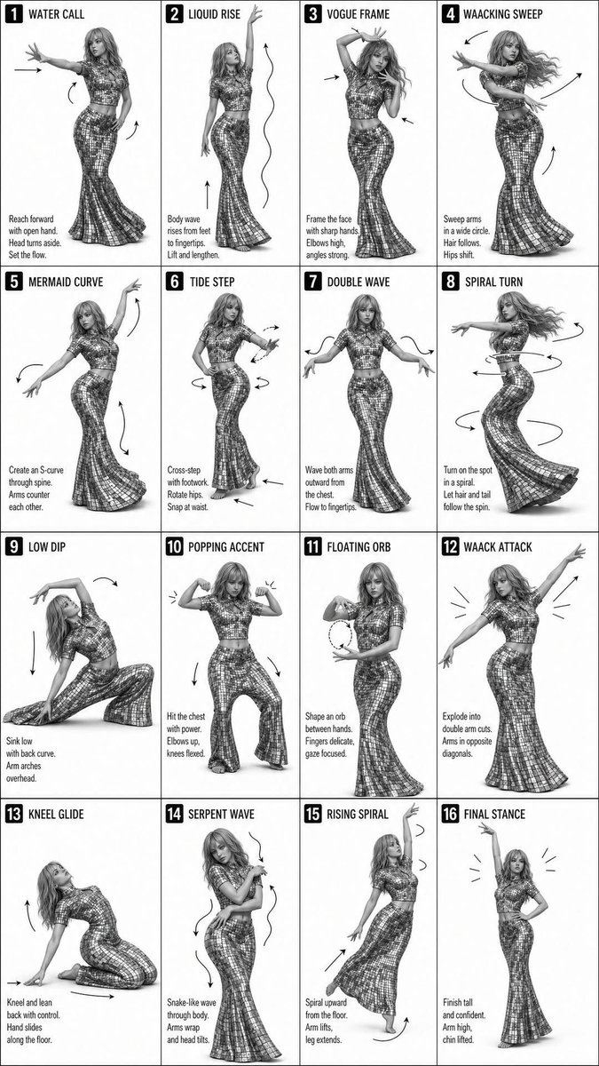 Instructional dance poster prompt，人像与摄影，人像、时尚、海报，案例输出图 1