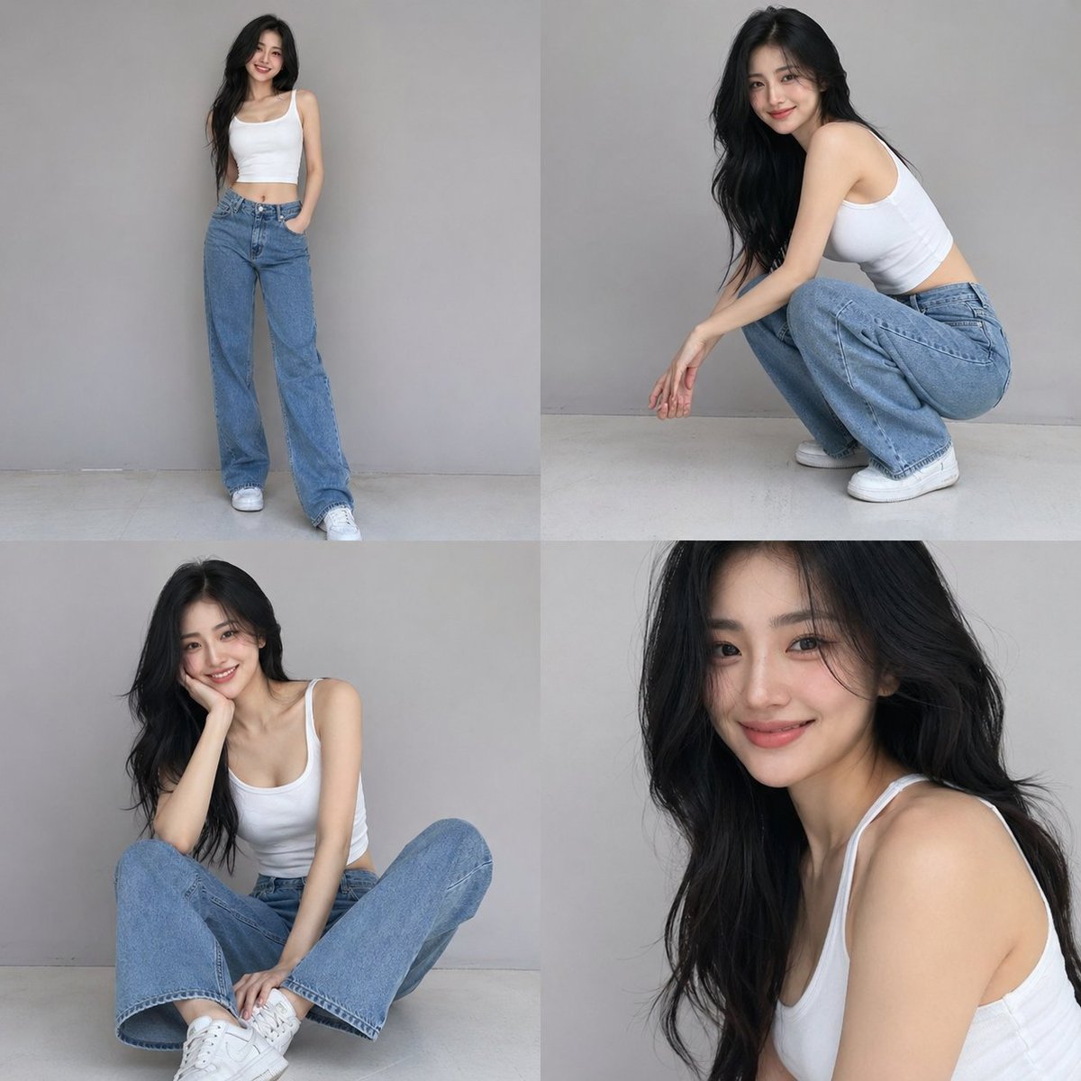 Casual Fashion Grid Photoshoot，人像与摄影，人像、时尚、极简，案例输出图 1