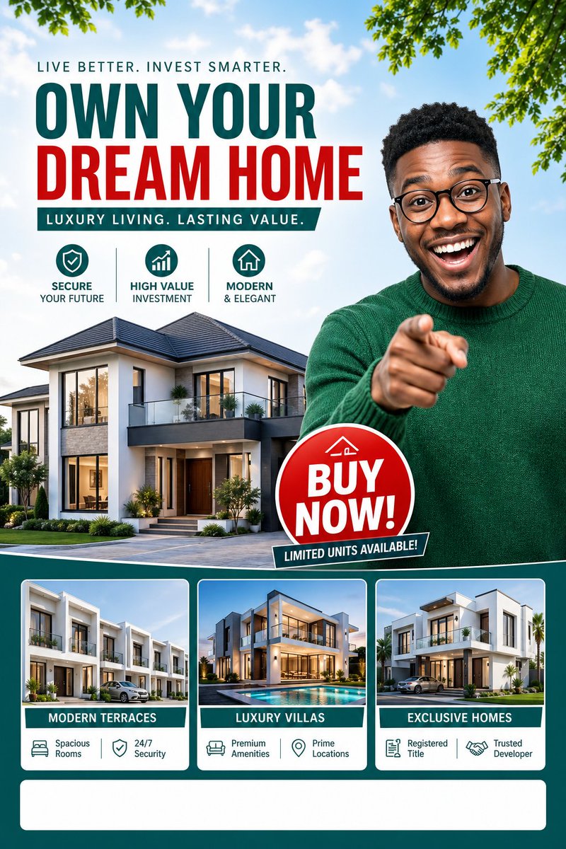 Luxury Dream Home Real Estate Flyer，人像与摄影，人像、海报、截图，案例输出图 1