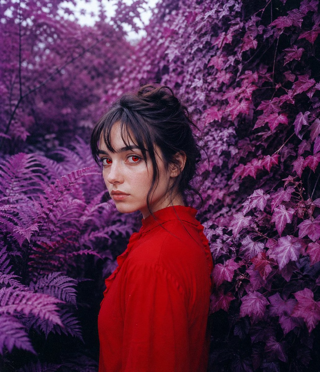 False-Color Garden Portrait，人像与摄影，35mm、人像、竖版，案例输出图 2
