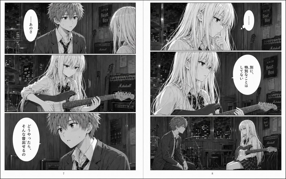 Night Studio Manga Two-Page Spread，角色设计，电影感、插画、角色，案例输出图 1