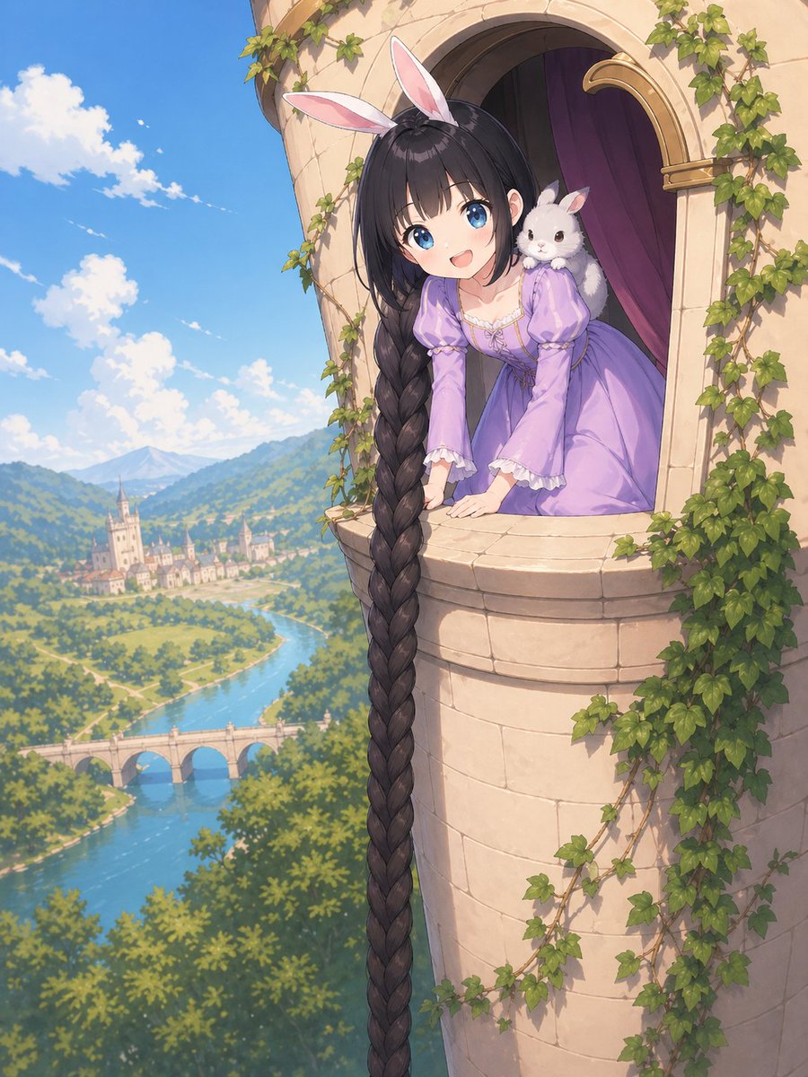 Anime Rapunzel Tower Scene，角色设计，插画、角色、二次元，案例输出图 1