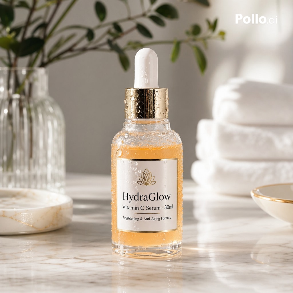 Luxury Vitamin C Serum Product Shot，人像与摄影，人像、极简、产品图，案例输出图 1