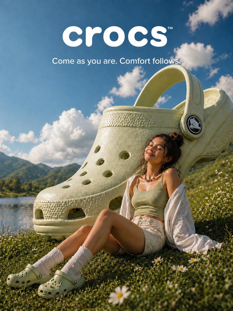 超现实 Crocs 夏季广告海报 / Surreal Crocs Summer Ad Poster，人像与摄影，人像、时尚、海报，案例输出图 1