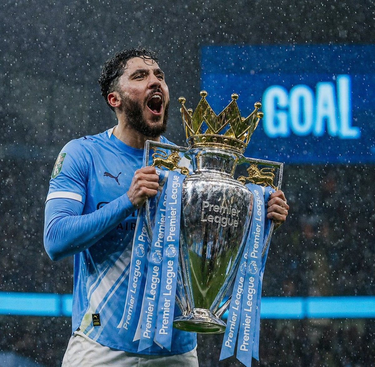 雨中英超冠军奖杯庆祝时刻 / Rainy Premier League Trophy Celebration，人像与摄影，人像、时尚、城市视觉，案例输出图 2