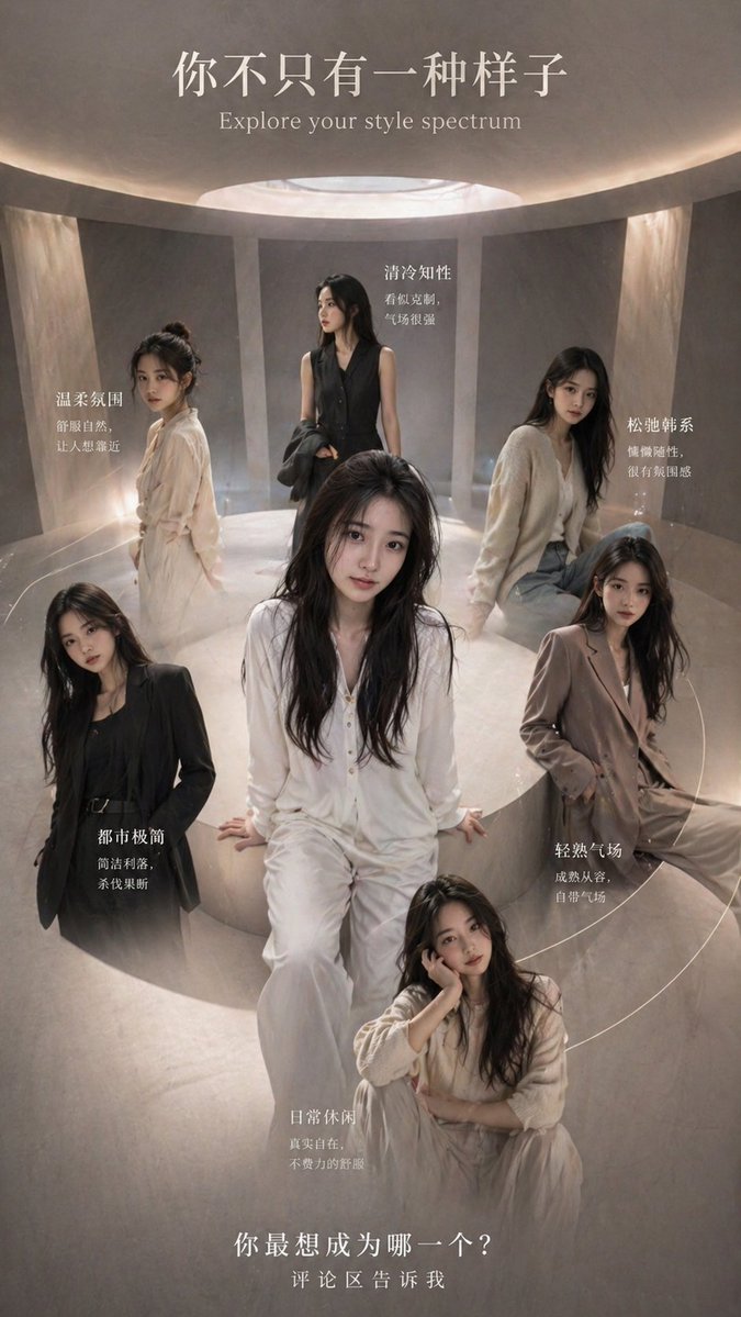 Style Spectrum 时尚海报 / Style Spectrum Fashion Poster，人像与摄影，人像、电影感、时尚，案例输出图 1