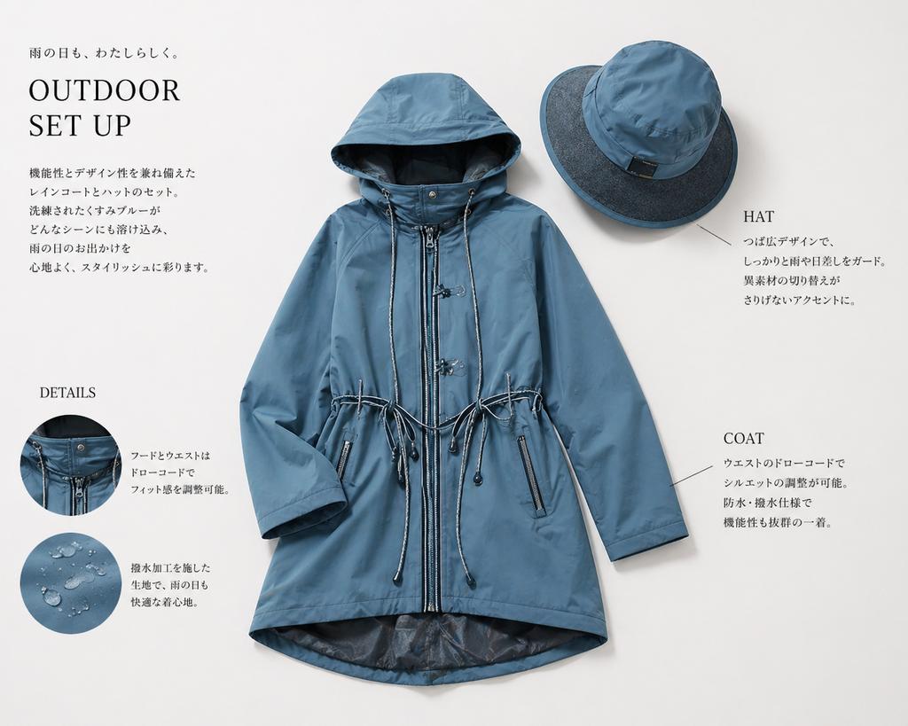 日式雨具产品目录排版 / Japanese Rainwear Catalog Layout，人像与摄影，人像、时尚、极简，案例输出图 1