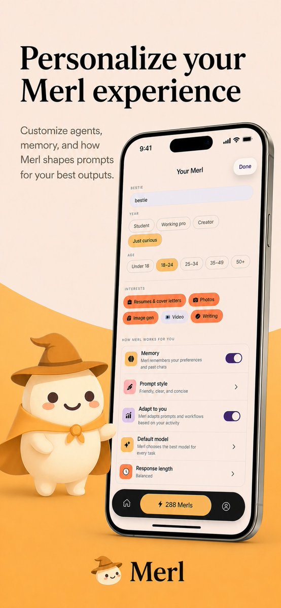 Merl iOS 个性化设置截图 / Merl iOS Personalization Screenshot，UI 与社交媒体截图，插画、UI、截图，案例输出图 1
