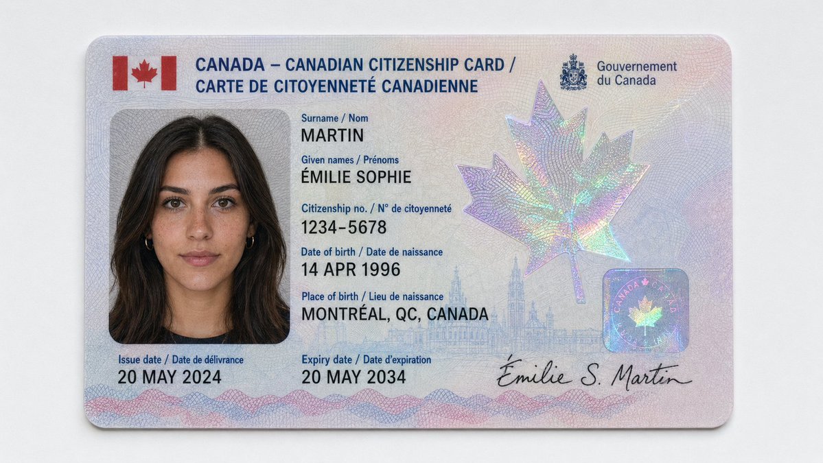 逼真的加拿大公民卡 / Realistic Canadian Citizenship Card，人像与摄影，人像、城市视觉、极简，案例输出图 2