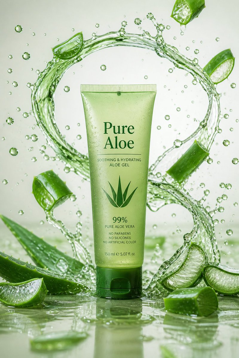 Pure Aloe 护肤品广告 / Pure Aloe Skincare Commercial，海报与插画，海报、插画、产品图，案例输出图 1