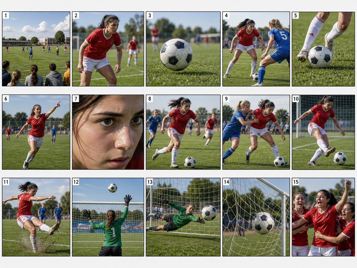 Realistic Sports Storyboard Layout，角色设计，35mm、电影感、插画，案例输出图 1