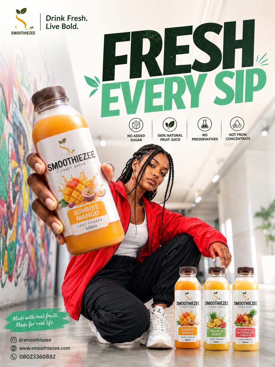 Urban Smoothie Juice Ad Poster，人像与摄影，人像、海报、极简，案例输出图 1