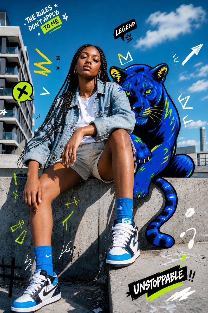 Street Fashion Panther Graffiti，人像与摄影，霓虹、人像、时尚，案例输出图 1