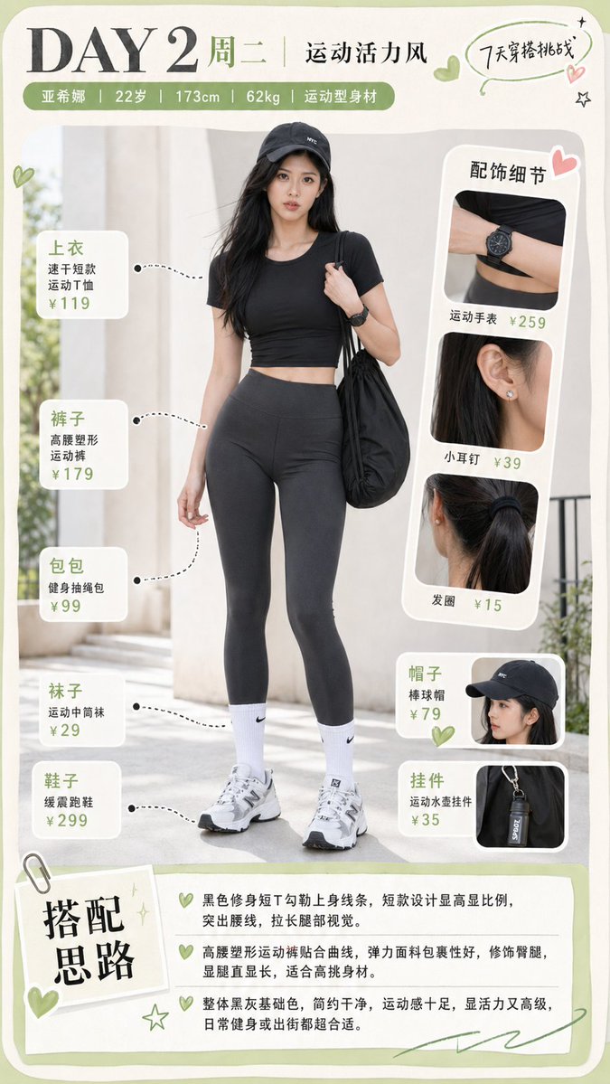 Sporty Outfit Breakdown Poster，UI 与社交媒体截图，时尚、海报、UI，案例输出图 1