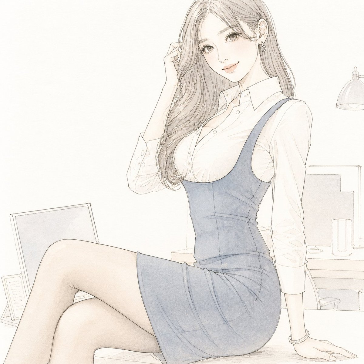 Pale Watercolor Line Art Transformation，角色设计，插画、角色、极简，案例输出图 1