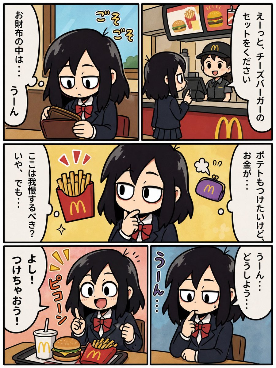 Fast Food Schoolgirl Manga Page，角色设计，人像、插画、角色，案例输出图 1