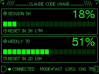 Retro Claude Code Usage Gauge，UI 与社交媒体截图，霓虹、UI、截图，案例输出图 1