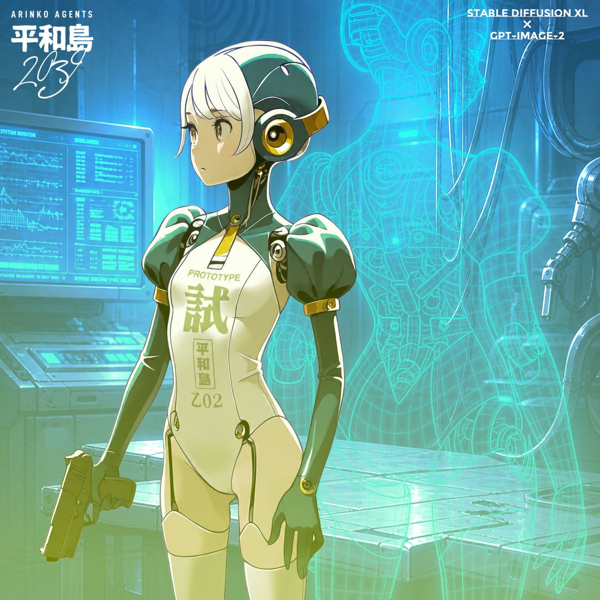 Anime Android Agent Lab Poster，角色设计，电影感、海报、角色，案例输出图 1