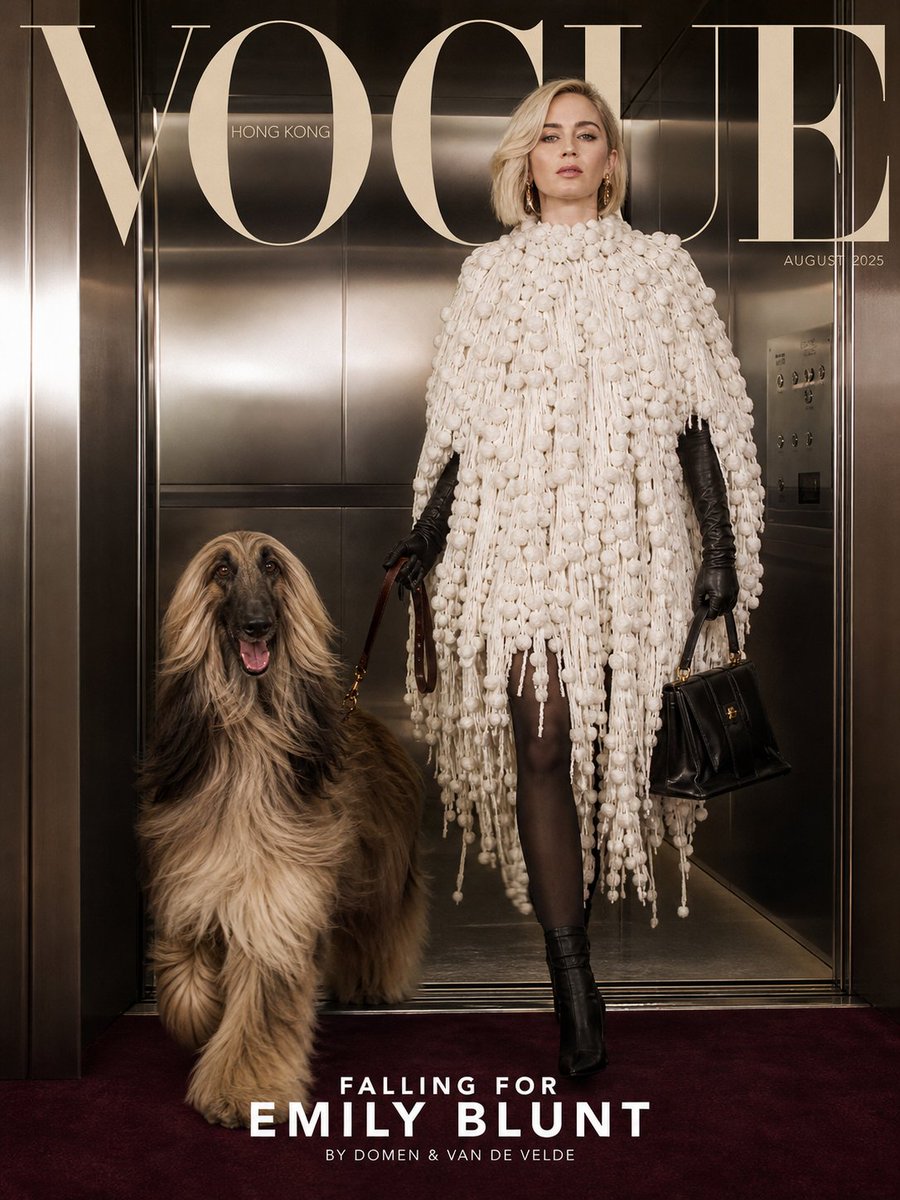 Emily Blunt 登上 Vogue 封面 / Vogue Cover with Emily Blunt，模型对比与社区，电影感、时尚、极简，案例输出图 1