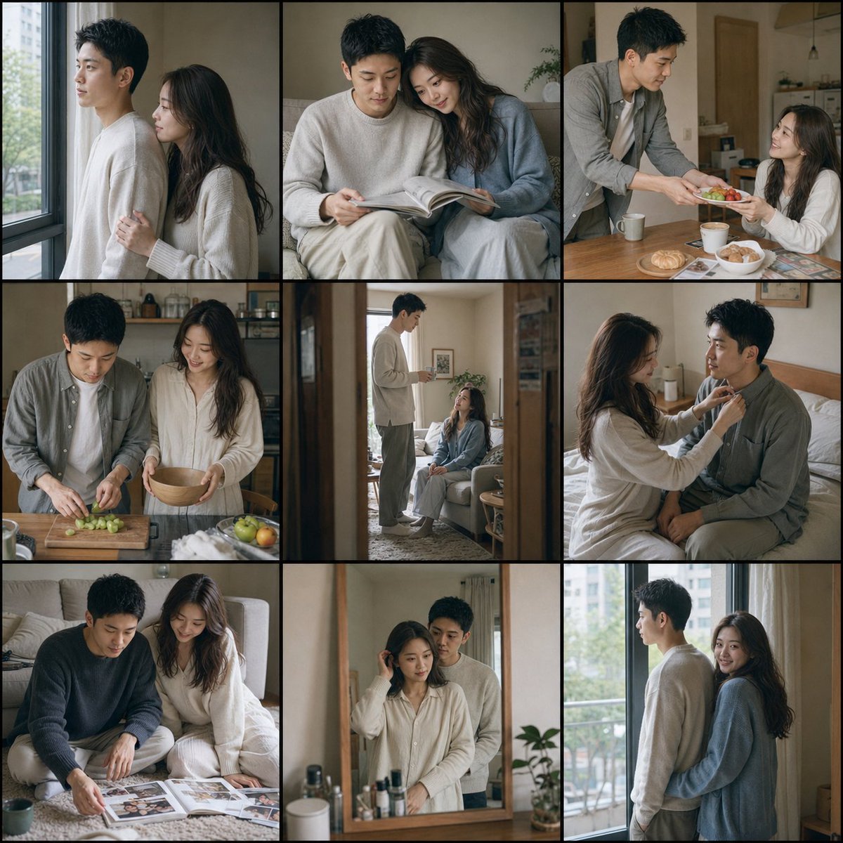 富士胶片风格居家情侣肖像 / Fujifilm Style Home Couple Portraits，角色设计，35mm、人像、海报，案例输出图 1