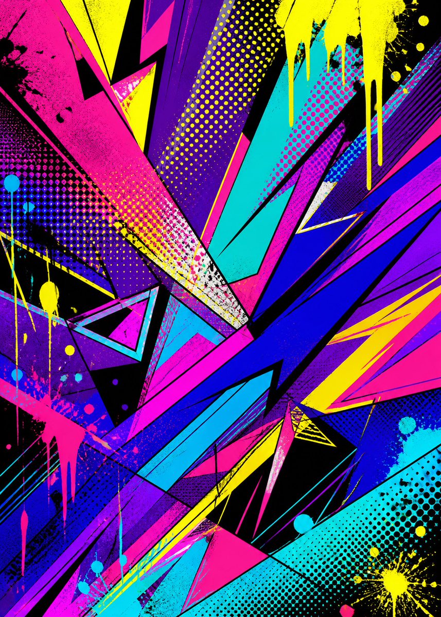 波普艺术街头抽象背景 / Pop Art Street Abstract Background，角色设计，霓虹、插画、角色，案例输出图 1